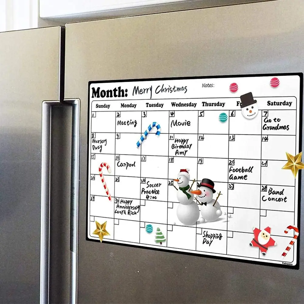 カスタム冷蔵庫カレンダー磁気ドライイレースカレンダー冷蔵庫用ラバーマグネットホワイトボード