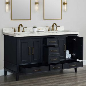 <span class=keywords><strong>Mobile</strong></span> <span class=keywords><strong>Bagno</strong></span> Moderno Freestanding con Ripiano Inferiore Aperto, Top in Marmo Bianco, Lavabo Singolo per Casa e Hotel - Product Image 3