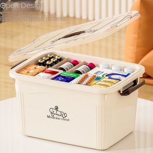 صندوق تخزين أدوية بلاستيكي منزلي كبير السعة بتصميم NBD006 مع غطاء، متعدد الطبقات ومقسم لتصنيف الأدوية - Product Image 2