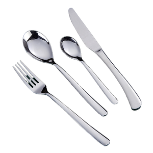 ชุดช้อนส้อมสแตนเลสขัดเงา 4 ชิ้น สีเงิน ชุดอุปกรณ์รับประทานอาหารหรูหรา ช้อน ส้อม มีด สำหรับใช้ในบ้านและโรงแรม - Product Image 1