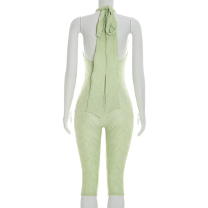 วิวิบลุค J26JP089 จั๊มสูทขาสั้นผู้หญิงแบบเซ็กซี่คอสูงแขนกุดเปิดหลัง - Product Image 5