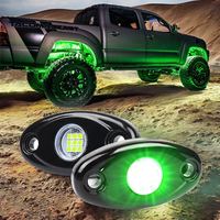 Luces de Roca Impermeables de 12 Voltios YD para OVOVS, LED Verde Brillante con Logo de Aluminio, Luz Ambiental para Mini Camioneta, ATV, 4x4, Todoterreno, SUV