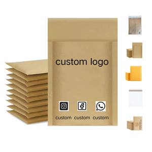 Enveloppes d'expédition en papier kraft biodégradable compostable avec logo personnalisé, rembourrées en nid d'abeille à bulles - Product Image 1
