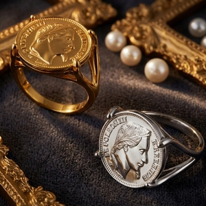 Bague Chevalière Portrait Napoléon pour Hommes et Femmes en Acier Inoxydable 316L Plaqué Or 18K, <span class=keywords><strong>Bijoux</strong></span> Rétro Français pour la Vente en Gros - Product Image 3