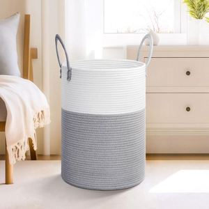 Panier de rangement bohème en jacinthe d'eau, de qualité supérieure, pour la maison, corbeille à pain, panier à fruits en céramique tressé, panier à linge pliable, pour le déménagement - Product Image 1