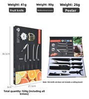 Lot de 6 couteaux ondulés de cuisine en métal noir, ensemble de couteaux à fruits en acier inoxydable pour la maison
