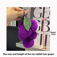 Pendentif en peluche doux et écologique en fausse fourrure de lapin Rex, couleur violet, fait main, pour sac, porte-clés de voiture, accessoire