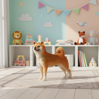 Figura de Shiba Inu amarilla ultra realista, Adorable pose sentada y piel de felpa, modelo coleccionable de mascotas de PVC Premium
