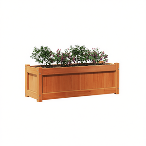 Jardinera de Madera de Pino Sólido, 35.4 x 12.2 x 12.2 Pulgadas, Rectangular, para Exteriores, Estilo Rústico - Product Image 1