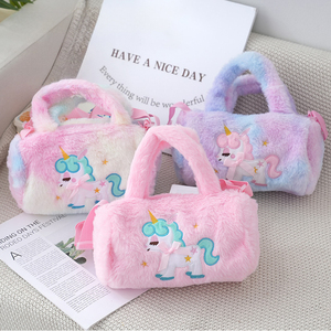 Sac à bandoulière unisexe pour enfants en peluche licorne de dessin animé de haute qualité, mignon, en polyester, avec fermeture éclair et chaîne - Product Image 6