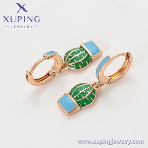 X001020368 Gioielli XUPING <span class=keywords><strong>Orecchini</strong></span> a Cerchio con Ciondolo a Forma di Pianta <span class=keywords><strong>Cactus</strong></span> Placcati in Oro 18K per Donna - Product Image 2