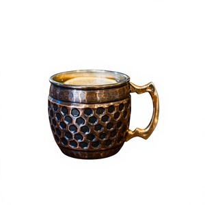 Taza Moscow Mule de Metal Martillado Vintage con Patrón de Panal para Whisky, Artículos de Bar, Taza Decorativa de Cobre - Product Image 1