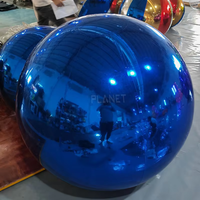 Grand Ballon Miroir Suspendu en PVC à Double Couche Grande Boule Miroir Gonflable Bleue Brillante pour Décoration