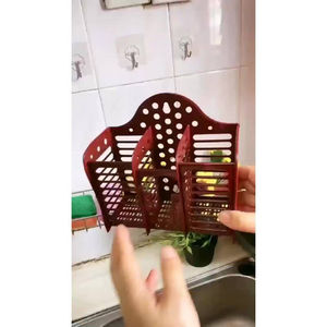 Three Compartment Chopstick Holder Wall Mounted Drain Rack <b>Kitchen</b> Storage <b>Plastic</b> Oval Shape L Size - Product Image 1
