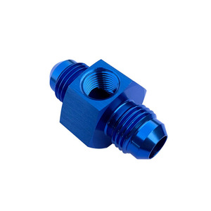 Conector Reductor en T Haofa 1/8 NPT de Metal Azul para Tuberías de Aceite Automotrices - Product Image 1