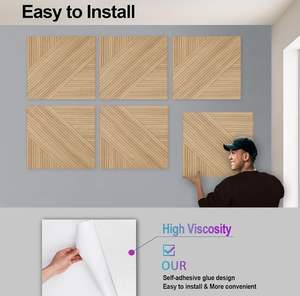 Nouveau produit phare : Panneaux acoustiques décoratifs <span class=keywords><strong>à</strong></span> motif bois, insonorisants pour murs et plafonds - Product Image 6