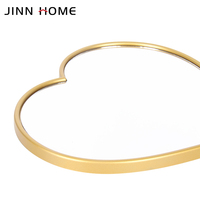 Miroirs muraux en forme de cœur dorés en stock, ensembles de miroirs muraux suspendus encadrés de plastique, miroirs décoratifs en verre, miroirs muraux pour salle de bain, boîtes pour hôtels