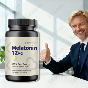 Comprimés de mélatonine naturelle 12 mg au goût de baies pour adultes ayant des difficultés à s'endormir et souffrant de <span class=keywords><strong>troubles</strong></span> du rythme circadien - Product Image 1