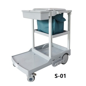 <span class=keywords><strong>Berserk</strong></span> Hotel Room Limpieza de limpieza Carrito Herramienta de servicio de plástico Carrito de conserje con ruedas - Product Image 4