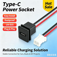 Connecteur femelle Type-C LN-015, prise de charge compatible avec les banques d'alimentation, lampe LED, mini humidificateur, petits gadgets électroniques portables, prise