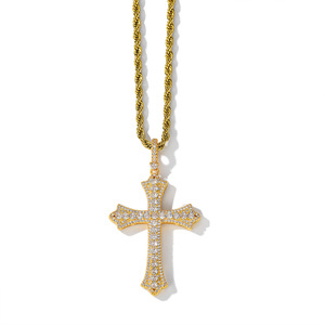 Cross Pendant <b>Necklace</b> Micro Insert <b>Crystal</b> Rhinestone Unisex Everyday Wear Geometric Design - Product Image 3