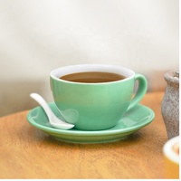Set cangkir teh porselen Cappuccino, grosir 75ml 150ml 220ml 250ml, set cangkir teh Logo kustom cetak keramik cangkir Espresso & piring