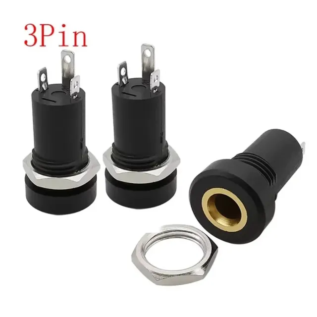 3Pin 35mm Audio Jack Socket 3/4 Pole Stereo Solder Panel Mount Headphone Female Socket Connector with Nut
