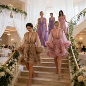 Vestido <span class=keywords><strong>de</strong></span> <span class=keywords><strong>Maternidad</strong></span> Térmico <span class=keywords><strong>de</strong></span> Lujo Romántico y Transpirable con Volantes <span class=keywords><strong>de</strong></span> Tul <span class=keywords><strong>para</strong></span> Prepararse <span class=keywords><strong>para</strong></span> la Boda, Novia y Damas <span class=keywords><strong>de</strong></span> Honor - Product Image 6