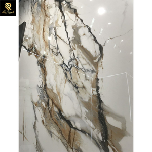 Carrelage en porcelaine effet marbre blanc Calacatta Gold 600x1200mm, carrelage de sol intérieur poli et émaillé, céramique décorative pour mur de maison - Product Image 1