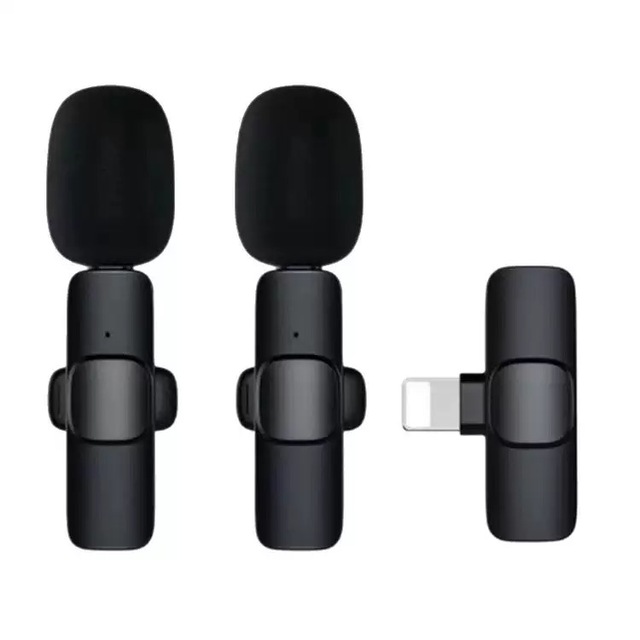 K9 Professional Wireless Mini Lavalier Microphone Portable Metal 1 Drag 2 Recording Features Noise Cancelling Compatible Phone
