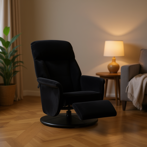 Sillón Reclinable de Masaje de Terciopelo Negro, Masaje Corporal Completo, Enchufable, Relajación en el Hogar - Product Image 2