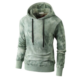 Sweat-shirt à capuche tie-dye pour homme, coupe ample, tricoté, décontracté, pour l'automne, motif vert, manches longues, 100% coton - Product Image 1