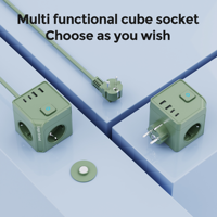 Enchufe de cubo Tira de alimentación USB 2 USB-A 2 puertos tipo C 3 salidas de CA 16A Enchufe de pared nominal Enchufe eléctrico multifunción magnético