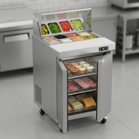 Table de préparation réfrigérée commerciale pour sandwichs et salades, en acier inoxydable 304, avec vitrine réfrigérée et contrôle numérique de la température pour restaurant