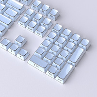Cross-Border Spot Wholesale Crystal Jelly Powder Keycaps OEM Height Small Full Set 114 Keys PC Transparent Side-Engraved Keycaps