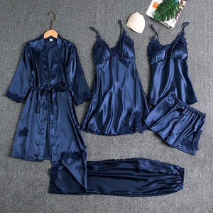 Conjunto de Pijamas de Encaje para Mujer, con Estampado, Spandex, 5 Piezas, Holgado, Cómodo, Transpirable, para Verano, Otoño y Primavera - Product Image 4