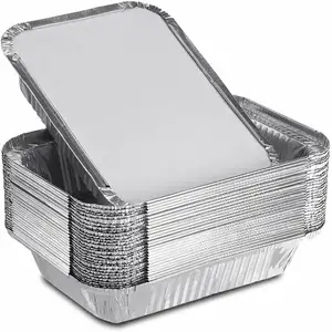 Rectangular Disposable Aluminum Foil Pan Take Out Food Containers with Clear Plastic Dome Lids, Steam Table Baking Pans