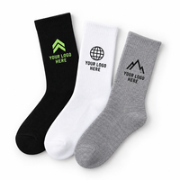 Chaussettes de sport noires personnalisées avec logo flèche verte, personnalisation complète, douces et respirantes pour le quotidien et le sport