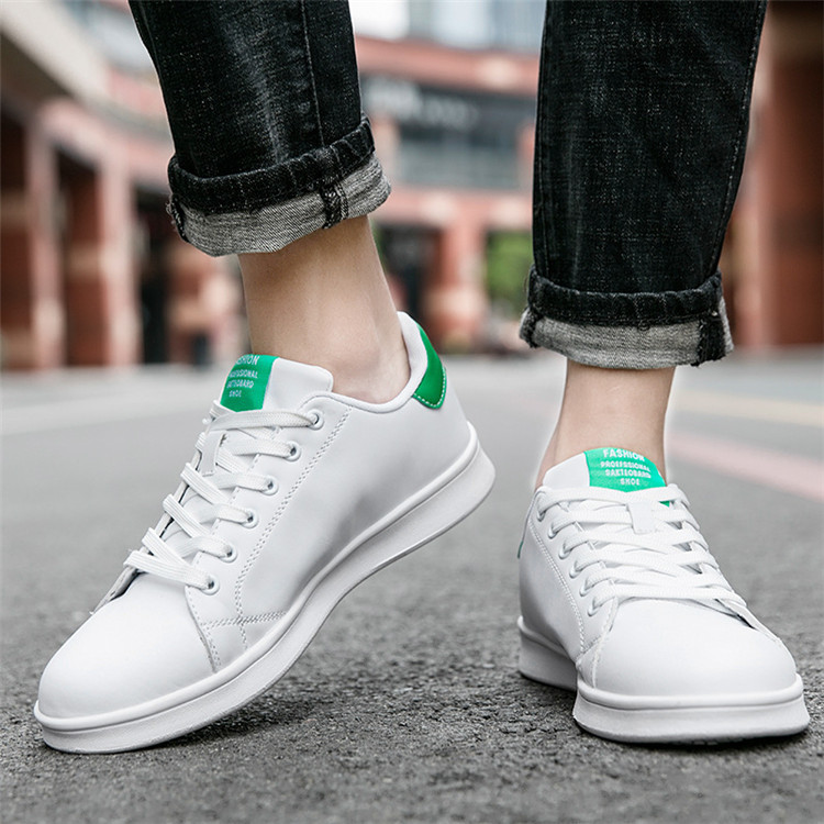 2021 Men Shoes Leather Comfortable Skateboard Shoes Breathable Casual Sneakers White Shoes