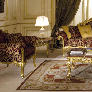 Juego de sofás de tela vintage real europeo, muebles de sala de estar de madera maciza con rojo y dorado a <span class=keywords><strong>la</strong></span> venta - Product Image 6