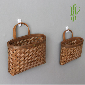 Panier suspendu en bambou tressé à la main, panier de rangement mural en osier avec poignée pour la maison, la cuisine, le pique-nique, l'organisation. - Product Image 1
