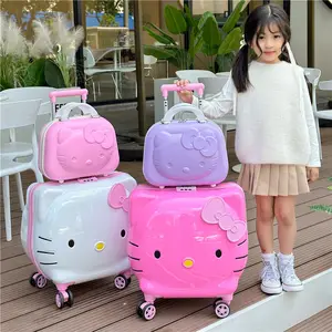 2024 20-Inch Hot Style Sweet Animal Cartoon School And KT Travel Suitcase Trolley Luggage Set For Kids 2 Sets