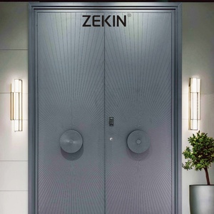Porte d'entrée résidentielle moderne et minimaliste ZEKIN DOOR en acier, sécurisée, anti-effraction, pour villa, en fer forgé, métal, PVC, intégrale - Product Image 6