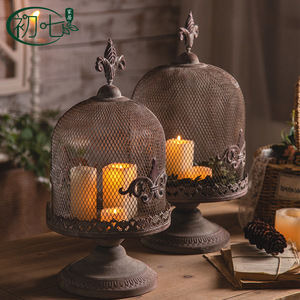 Candelabro de Hierro Forjado Estilo Americano, Diseño Vintage de Jaula de Pájaros, Decoración para el Hogar, Artesanía Metálica para Habitación de Huéspedes o Dormitorio - Product Image 2