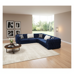 Juego de sofá de esquina para sala de estar de 270x270cm, tela y cuero, Color personalizable, posible envío mundial - Product Image 3