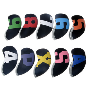 Couvercle de tige de fer de golf grand numéro 10 pièces matériau de plongée housse de protection de tête de queue avec impression en 3 couleurs et fermeture magnétique - Product Image 5