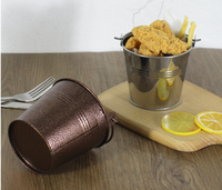 Vente en gros directe d'usine, seaux à glace vintage en métal galvanisé, mini seaux à chips argentés à double paroi avec poignée