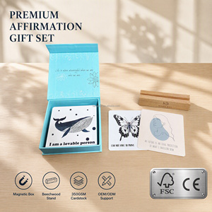 Tarjetas de Afirmaciones Personalizadas con Caja de Regalo Magnética, Soporte de Madera Natural, 50 Citas Diarias de Mindfulness, Regalo de Bienestar, OEM - Product Image 1