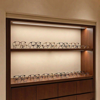 Meuble de présentation pour opticien, vitrine à lunettes avec étagères en verre, éclairage LED, mobilier de vente au détail en bois pour boutique de centre commercial