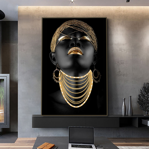Nouvelle Arrivée - Peinture sur Toile Femme Africaine Noire - Modèle d'Art Corporel - Peinture en Porcelaine Cristalline Femme Africaine Sexy Encadrée - Product Image 1